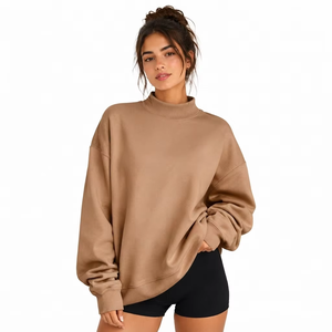 Sweat-shirt molletonné surdimensionné à col montant pour femme, en mélange de coton premium avec intérieur brossé, fabricant de vêtements personnalisés - Product Image 1