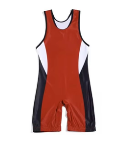 Boys Red Black White Color Blocked Spandex Polyester Quick Dry Wrestling Singlet Children Leisurewear - Product Image 2