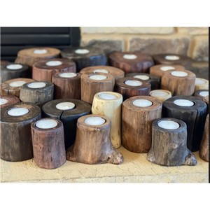 Handmade Natural Wood Log Candle Jar Luxury Rustic <b>Tealight</b> <b>Holder</b> Nordic Table Centerpiece Christmas Wedding Decor Candle Jar - Product Image 1
