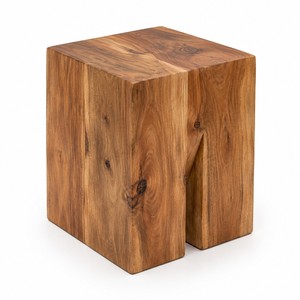 Mesa Auxiliar de Madera de Acacia en Bloque Monolítico al por Mayor |   Muebles Decorativos Hechos a Mano en India - Product Image 1