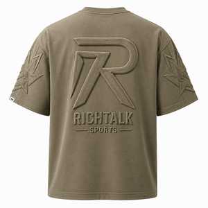 Men's Embossed Logo Letter Short Sleeve Knitted T-<b>Shirt</b> Street Style Casual <b>Shirt</b> Summer Wear Breathable Soft 100% Cotton ODM - Product Image 2