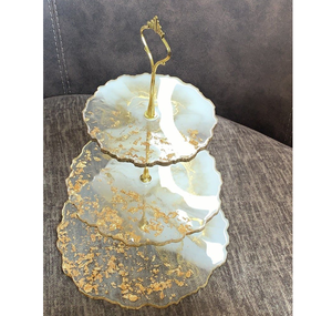 Blue Epoxy Resin <b>Cake</b> Stand With Brass Base Dessert Snacks Organizer <b>cake</b> Stand With <b>Server</b> At Affordable Price - Product Image 6