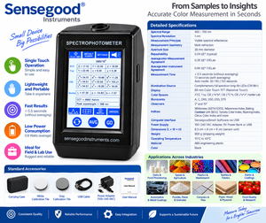 Spectrophotomètre portable numérique, analyseur de couleur, analyseur de couleur CIE Lab XYZ Hunter, résolution de longueur d'onde 400-700 nm, 1 nm - Product Image 5