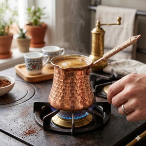 Cafetera Turca de Cobre Hecha a Mano de Lujo, Cafetera Árabe, Cezve, Olla para Preparar Café para Uso en el Hogar y la Cocina - Product Image 4