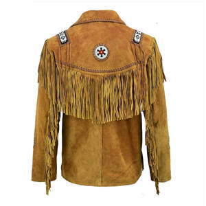 Veste en cuir de vachette véritable de haute qualité, style western, pour homme, à franges et perles, fermeture éclair, prix abordable - Product Image 6