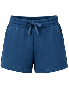 Custom Blue Women Sweat Shorts Cotton Fleece Elastic Waist <b>Drawstring</b> Gym Casual Summer Shorts OEM Manufacturer Supplier - Product Image 1