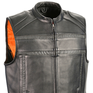 Gilet en cuir pour homme à fermeture éclair, veste de moto sans manches, patch personnalisé, cuir véritable, vente en gros OEM - Product Image 5