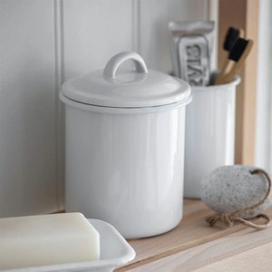 Classic Ceramic <b>Storage</b> Jar Minimal Ribbed Design Airtight Lid Durable Multipurpose <b>Kitchen</b> Bathroom Organizer - Product Image 1