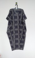 Robe d'été vintage pour femme, col en V, imprimé floral abstrait en dentelle, 100% coton, coupe trapèze ample, longueur genou, manches 3/4, lavable au quotidien