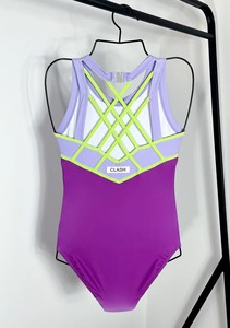 Justaucorps sans manches en spandex pour filles CONX, violet avec strass imprimés, pour entraînement artistique professionnel, taille élastique, personnalisable - Product Image 2