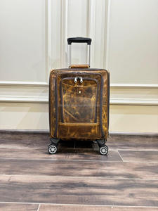 Nuevo Real hecho a mano de grano completo de cuero genuino equipaje Trolley bolsas personalizadas Weekender Overnighter Trolley equipaje con ruedas - Product Image 2