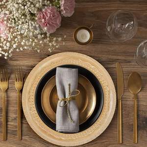 Assiette de présentation de luxe avec bordure en perles, accessoire haut de gamme pour la mise en scène de table de mariage et de banquet - Product Image 3
