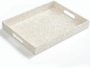 Elegante Bandeja de Servir Hecha a Mano de Madera y Nácar para Decoración de Hogar de Lujo, Exhibición en Mesa de Centro - Product Image 3