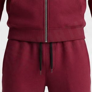Survêtement à capuche pour homme, couleur marron, avec blocs de couleur, fermeture éclair intégrale, vêtements de sport décontractés avec poches latérales, mélange de polyester et de coton, vêtements d'automne - Product Image 5
