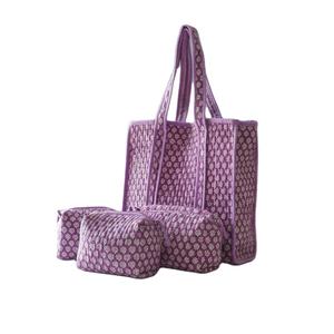 Bohomin Bohemian Leopard Print 3-Piece <b>Mini</b> Tote Handbag Utility Pouch Combo Water Resistant Zipper Summer Handblock Beach Daily - Product Image 1