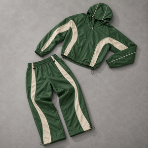 Chándal Deportivo 2 en 1 para Hombre, Verde, Cortavientos, Impermeable, con Capucha, Manga Larga, para Invierno, con Bloques de Color, Nailon, Corte Regular, Lateral - Product Image 4