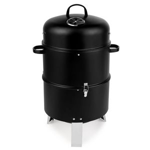 Griglia BBQ Rotonda a Doppio Strato per Uso Intensivo, Affumicatore Verticale in Acciaio a Carbone con Altezza Regolabile per Cucina all'Aperto, Nera - Product Image 5