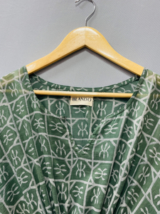 Caftán de Algodón Puro Ecológico con Estampado Bagru, Estampado a Mano, Estilo Indio, para Verano, Playa, o como Pareo, Cómodo, Largo hasta el Suelo - Product Image 4