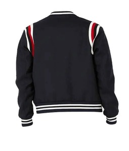 <b>Men</b> Red And <b>White</b> Stripe Varsity <b>Jacket</b> - Product Image 2