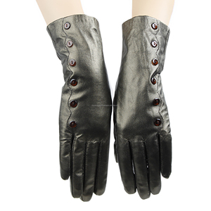 Gants en cuir pour femmes, longueur poignet, style uni, noirs, thermiques, non doublés, élégants, décontractés, pour l'hiver, fabricant de gants de mode - Product Image 1