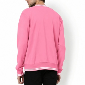 เสื้อแจ็คเก็ตวาร์ซิตี้สีชมพูสำหรับผู้ชาย กระดุมหุ้มผ้า คอตั้ง สวมใส่สบาย ระบายอากาศได้ดี เหมาะสำหรับฤดูใบไม้ร่วง ผ้าแคนวาส ถักทอ ทรงปกติ สีพื้น - Product Image 6