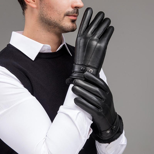 <b>Mens</b> Leather Dress <b>Gloves</b> Genuine Sheep Leather Winter <b>Gloves</b> Soft Warm Touch Screen Driving <b>Gloves</b> Classic Black <b>Gloves</b> - Product Image 3