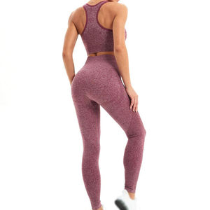 Ensemble legging et soutien-gorge deux pièces respirant pour femme grande taille, design personnalisé, pour gym, fitness, yoga et sport - Product Image 4