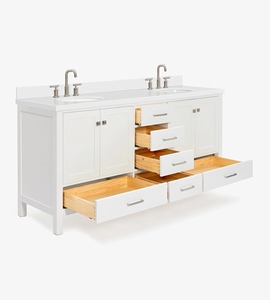Meuble-lavabo Abigail 73 pouces à marque privée, blanc, double vasque, plateau en quartz blanc pur, optionnel, vente en gros, usine du Vietnam - Product Image 5