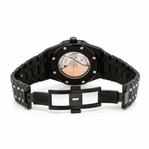 Reloj de Lujo con Incrustaciones de Moissanita Negra, Estilo Diamante, Acero Inoxidable, Resistente al Agua, Estilo Hip Hop, Fabricante y Proveedor - Product Image 5