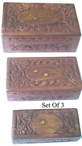 Élégante boîte à bijoux en bois sculptée à la main, motif floral complexe, coffre rustique artisanal pour ranger bagues et boucles d'oreilles - Product Image 6