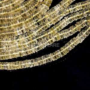 Natural Lemon Quartz Heishi Beads 5-6MM Lemon Quartz Heishi Beads Smooth Gemstone Tyre Shape Beads For Jewelry Making Wholesale - Product Image 4