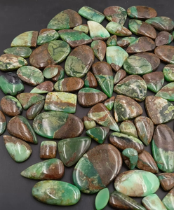 Chrysoprase naturel cabochon taille ovale, en vrac, vert poli, pour la fabrication de bijoux, lot de formes variées - Product Image 1