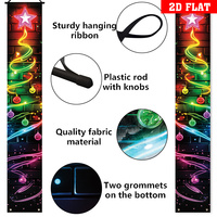 Nouveauté 2027, bannières fluorescentes sur le thème de Noël, arbre de Noël, polyester 180*30cm, toile de fond écologique pour décorations d'événements