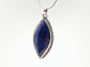 Collar con Colgante de Zafiro Marquesa, Plata de Ley, Hecho a Mano, Piedra Azul Natural, Joyería Elegante, Regalo - Product Image 4