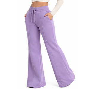 <b>Womens</b> Fleece Flare <b>Trousers</b> Relaxed Wide Leg Sweatpants Custom Casual Wholesale Manufacturer Supplier OEM ODM Winter Sportswear - Product Image 5