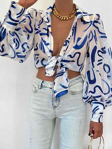 Blusas y Camisas Casuales de Algodón Blanco Elegantes y Sexys con Manga Larga y Diseño Hueco para Mujer - Product Image 3