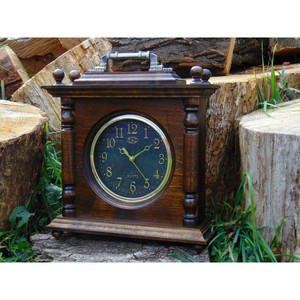 Traditional Wooden Mantel <b>Clock</b> Quartz Movement Needle Display Battery Operated Hourly <b>Chiming</b> Desk <b>Clock</b> - Product Image 4