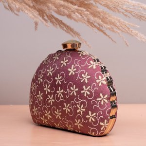 Pochette de soirée marron rosé brodée de motifs floraux, sac à main de créateur pour femme, idéal pour les mariages et occasions spéciales - Product Image 2