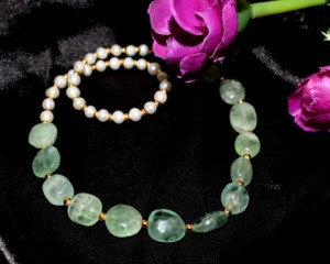 Luxury 18K Gold Plated Natural Aquamarine & Freshwater Pearl Beaded <b>Statement</b> <b>Necklace</b> for Wedding and Party Occasions - Product Image 3