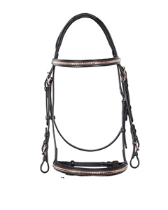 Bridon de saut en cuir rembourré doux avec têtière anatomique et muserolle pour chevaux - Product Image 5
