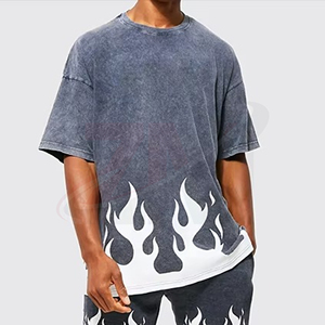 Camiseta de algodón suave con estampado acid wash estilo streetwear, camiseta gráfica de moda urbana, venta al por mayor de camisetas acid wash para hombre - Product Image 2