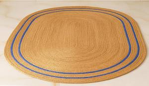 Tapis ovale en jute tissé à la main style bohème campagnard, bordure verte, tapis en fibres naturelles, décoration de sol rustique chic - Product Image 4