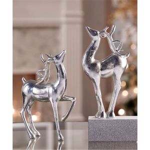Achat en gros de sculptures de rennes décoratives en métal argenté, élégante figurine de cerf debout, design d'intérieur moderne, décoration de salon - Product Image 1