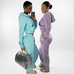 Conjunto Deportivo de Dos Piezas para Mujer, con Capucha, Color Sólido, Manga Larga, Corte Holgado, Cintura Elástica, Bolsillos Laterales, Transpirable, para Primavera - Product Image 4