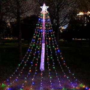 Lumière de chute d'eau étoile blanche chaude à LED Arbre de Noël suspendu pour le contrôle du jardin Décorations de bougies solaires Décoration de guirlandes lumineuses - Product Image 1