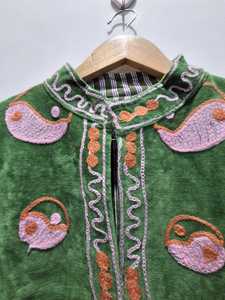 <b>Velvet</b> Suzani Hand Embroidered Boho Autumn <b>Jacket</b> for <b>Women</b> Short Length Cotton Filled Quick Dry Handmade Gift - Product Image 6