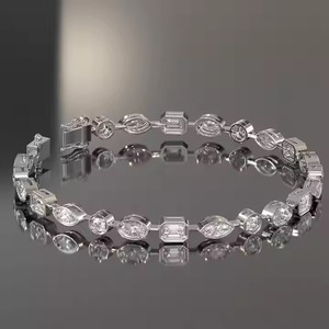 New Round Shape Diamond <b>Bracelet</b> Minimalist Yellow Gold Stackable <b>Bracelet</b> Romantic Anniversary Gift for Wife for Parties - Product Image 4