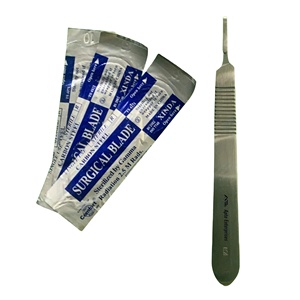 Poignée de scalpel médical Lames chirurgicales Support de scalpel médical Instruments chirurgicaux dentaires Acier inoxydable de haute qualité - Product Image 1