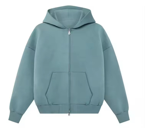 Sudadera con Capucha Extra Grande para Hombre, Azul Claro, Algodón French Terry, Estilo Casual Urbano, Diseño con Bolsillos, Ropa de Otoño - Product Image 3