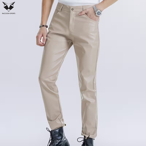 2026 Stretchable Fabric Good Supplier With Own Logo Print Best Seller Unique Design Zippered Slim Fit Faux Leather Pants - Product Image 3